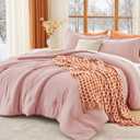 MUXHOMO Queen Comforter Set, All Season Ultra Soft Down Alternative Bedding - 3 Piece Lightweight Bed Set Includes 1 Comforter (90"x90") and 2 Pillow Shams (20"x26"), Rose Gold