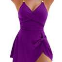 Blooming Jelly Womens One Piece Swimsuit Tummy Control Bathing Suit Gold Metal Tie Knot 2025 Swim Dress (X-Large, Purple)