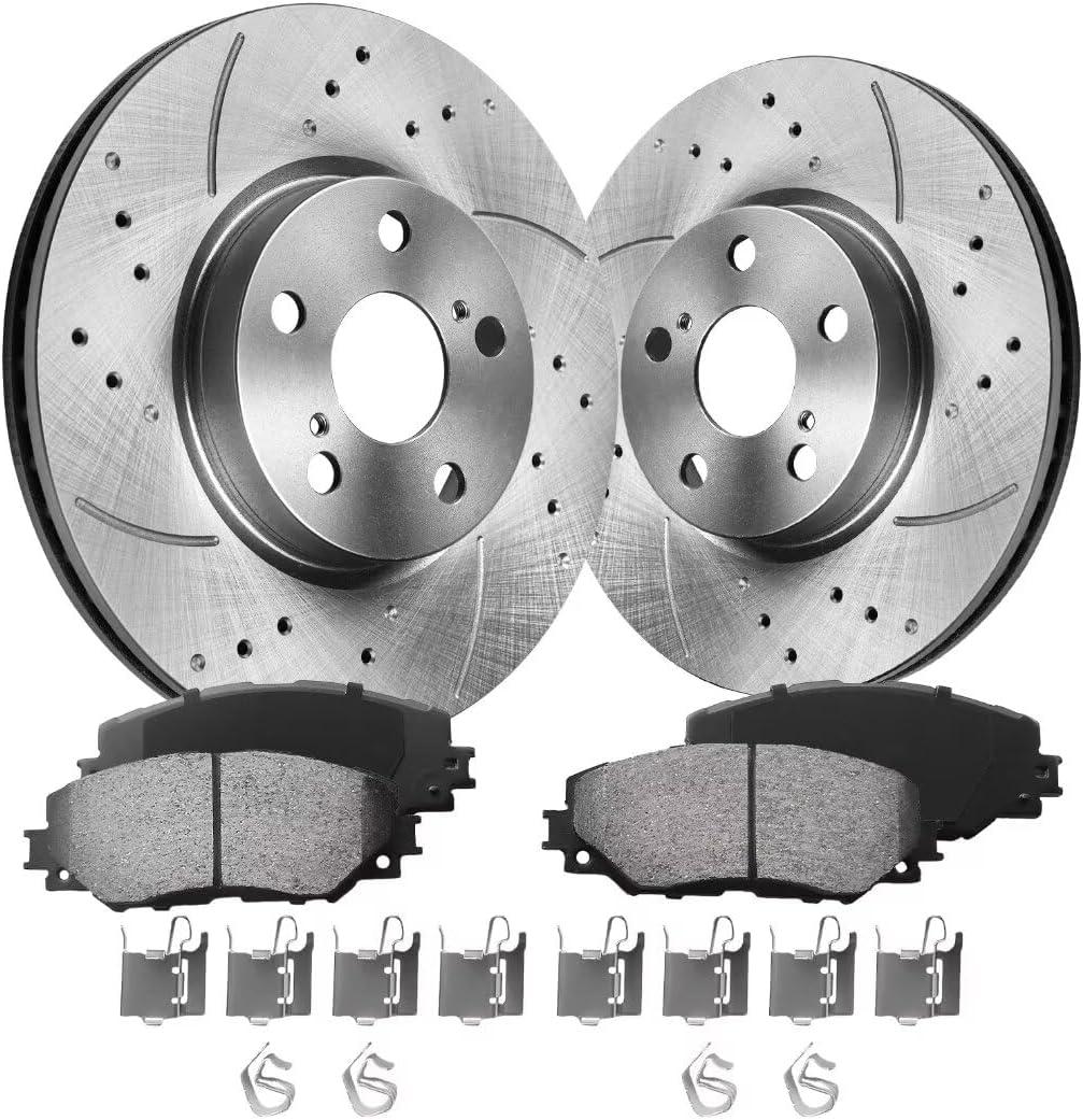 Front Brakes Pads and Rotors Kit Compatible with 2009-2019 Toyota Corolla (L4 1.8L Not 2.0L), 2008-2014 Scion xD, 2009-2013 Toyota Matrix, Automotive Replacement Brake Kits 275mm(10.8in)