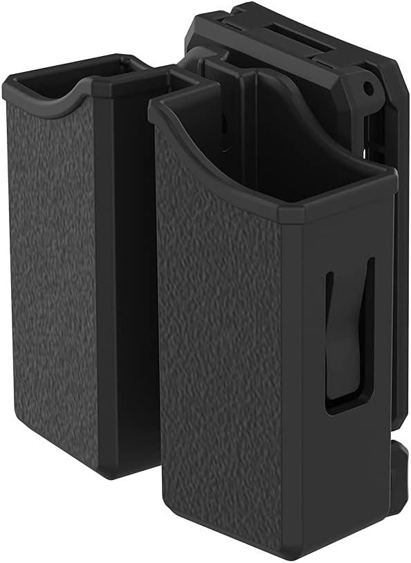Universal Double Magazine Pouch, 9mm .40 .45 .357 Double Stack Mag. Holder Dual Stack Mag Holster with 1.5''-2.5'' Belt Clip for Glock Sig sauer S&W Beretta Browning Taurus H&K Most Pistol Mags