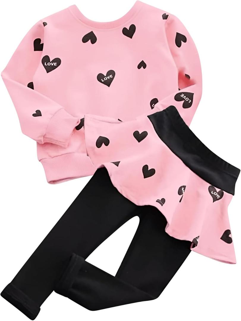 BOMDEALS Adorable Cute Toddler Baby Girls Clothes Set,Long Sleeve T-Shirt +Pants Outfit (Pink), 120