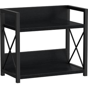 Giikin Kitchen Counter Shelf, 2 Tier Kitchen Spice Rack Organizer for Countertop, Wood Coffee Bar Organizer for Home (Black, S)