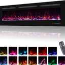 65inch Electric Fireplace in Wall Recessed and Wall Mounted Fireplace Electric, 13 Flame Colors, Realistic Logs &Crystals Fuel Bed, Adjustable Temperature and Timer, 750W/1500W, Black