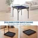 IDEALHOUSE 39.5 in Mahjong Table, Square Folding Card Table with Felt Blue Surface and Cup Holders, 4 Player Game Desk with Chip Trays Domino, Poker, Jigsaw Puzzles, 39.4in