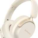 B8 Bluetooth Headphones Over Ear, 6 EQ Music Modes and 50H Playtime Deep Bass Wireless Headphones with Mic, Lightweight Folding HiFi Stereo Headset for iPad/Travel/Tablet/PC/Home Beige White
