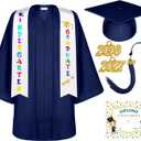 Lasnten Matte Kindergarten Graduation Gown Cap Tassel Set with 2026/2027 Charm Stole Accessories for Kids Grad Gift (Blue, M)