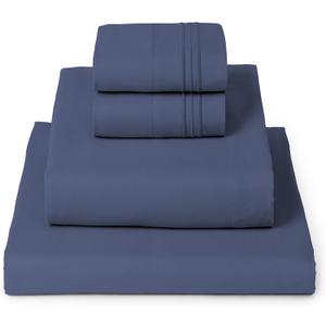 Mellanni Queen Sheets Set - 4 PC Iconic Collection Bedding - Hotel Luxury, Extra Soft, Cooling Bed Sheets - Wrinkle, Fade, Stain Resistant (Queen, Blue Nova)