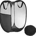 Mesh Laundry Hamper Basket with Side Pocket [1PCS] - Collapsible Mesh Hamper for Travel & Dorms & Bathroom - [Black] Laundry Basket with Handle