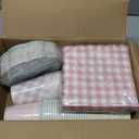 Yungyan 216 Pcs 72 Guests Pastel Gingham Party Supplies 6 Inch Plaid Paper Plates and 9 oz Cups and Napkins Tableware Set for Birthday Bridal Shower BBQ Picnic Party Supplies Decoration