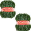 2 Pcs 50 Foot Christmas Garland for Indoor and Outdoor Decor -Thick & Fluffy Artificial Greenery Soft Garland for Fireplace, Staircase, Holiday & Wedding Decoration