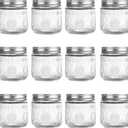 Amzcku 8 oz Vintage Mason Jars with Lids, Regular Mouth Canning Jar, Safe For Storage, Canning, Pickling, Preserving, Fermenting, DIY Crafts & Decor 12 Pack