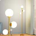 Floor lamp with 3 Frosted Glass Shades,Stangding Lamp Floor Lamps for Living Room Bedroom Office with 3 led Bulbs,Tall lamp with Foot Switch (Gold)