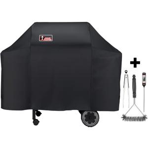 Kingkong 7573/7106 Grill Cover for Weber Spirit 200, 300 Series and Genesis Silver Gas Grill with Grill Brush, Tongs and Thermometer