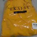 Ekaliy Women Sexy Short Sleeve Bodycon High Low Asymmetrical Ruffle Tunics Blouse Shirt Top Dress (Yellow, M)