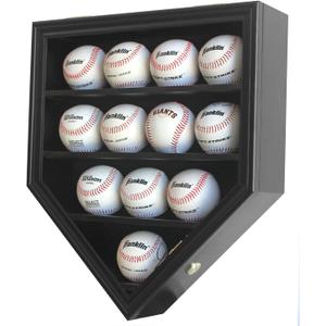 Baseball Display Case | Baseball Holders for Balls | Display Baseballs | 12 Ball Display Box | 96% Clear Antifade UV Protection | with Gold Locks for Homerun Autograph Ball | Small (Black Finish)