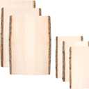 6 Pcs Live Edge Wood Slab 2 Size Unfinished Planks with Edge Bark for Wood Burning, Home Decor and Rustic Weddings