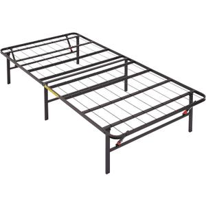 Amazon Basics Foldable Metal Platform Bed Frame with Tool Free Setup, 14 Inches High, Sturdy Steel Frame, No Box Spring Needed, Twin XL, Black