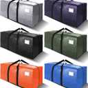 VELVETSURE Heavy Duty Extra Large Moving Bags W/Backpack Straps - Strong Handles & Zippers, Storage Totes For Space Saving, Fold Flat, Alternative to Box and Bin (Set of 6, Multicolor)