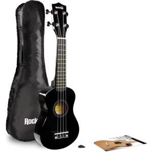 RockJam Soprano Ukelele with Gig Bag (Black)