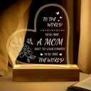 Mothers Day Gifts for Mom from Daughter Son Gifts for Mom Birthday Engraved Night Lights Acrylic USB Low Power Night Lamps Mom Thanksgiving Gifts for Mom Wife Women Night Light (Heart - Mom, You are the world)