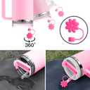 2 x Flower Straw Covers Toppers for Stanley Cups 30&40 Oz Tumbler with Handle Accessories 4PCS Silicone Straw Caps Reusable Straws Tips Protectors for Stanley Cup 10mm 0.4in Straws,Rose Red