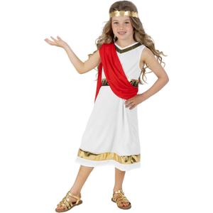 fun shack Kids Greek Goddess Costume for Girls, Athena Costume for Kids, Girls Goddess Outfit, Mythical Dress (X-Large, White)