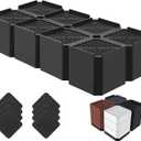 Bed Risers Heavy Duty, Adjustable Furniture Riser Blocks Lift 1.5, 3, 4.3 inches for Couch Table Desk Sofa Chair Legs, Refrigerator, Washing Machine - Support up to 4000 lbs (Black 8 Pack, 3 inch)