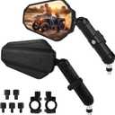 Adventure Motorcycle Mirrors - Universal 7/8" Handlebar ATV Mirrors, 360 Adjustable M10 M8 Black Foldable Rear View Mirror Compatible with ATV, Scooter, Street Bike, Dirt Bike, Snowmobile and More