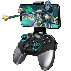 Bluetooth Controller for Switch/PC/iPhone/Android/Apple Arcade MFi Games/TV/Steam, Hall Effect Joysticks Wireless Game Controller Gamepad with/Phone Clip/Lock Speed/Macro/6Axis Gyro/Dual Motors/Turbo