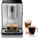 Bosch Fully Automatic Coffee and Espresso Machine - One-Touch Drinks, Barista Style, Double Cup Super Coffee Maker - Large Bean Capacity - Easy Clean, Maintenance - Silver- TIU20307