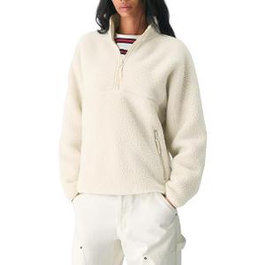 Aimiray Fleece Pullover Women Long Sleeve Half Zip Sherpa Jacket Warm Trendy Teddy Fall Sweatshirts with Side Pockets XL