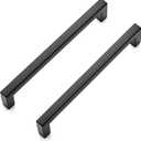 Ravinte 30 Pack Solid 5 Inch Center to Center Slim Square Bar Drawer Handles for Kitchen Cabinet Hardware Matte Black (Flat Black 5" Hole Center)