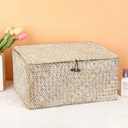 Hipiwe Wicker Woven Baskets Bin with Lid Seagrass Storage Basket, X-Large