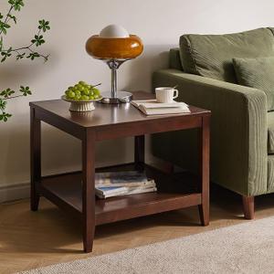 Solid Wood Square End Table Material: Solid Rubber Wood Color: Natural Walnut Size: 60cm x 60cm x 60cm