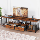 TV Stand with Fabric Drawers and Power Outlets for 75 70 65 Inch TV, Entertainment Center with Open Storage Shelves, Industrial TV Media Console Table for Living Room Bedroom Office