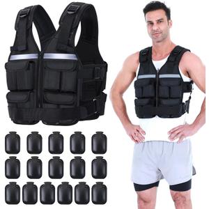 Sportneer Adjustable Weighted Vest Weights: 2-42 lbs Washable Weight Vest for Walking 16 In 1 Fast Adjust Rucking Vest for Women and Men Home Gym Running Jogging Strength Training Vests