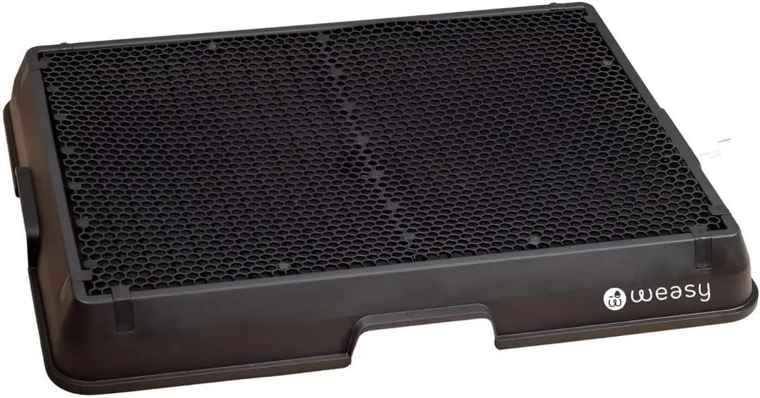 Weasy Indoor Dog Potty Tray for Medium Dogs with Drain Hose | Reusable Dog Toilet | Indoor Potty Training System | Compatible with Weasy Bag - Black - Medium