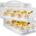 Snapware (2-Layer, 24 Eggs) Plastic Detachable Deviled Egg Carrier Storage Container With Lid and Handle, Freezer Dishwasher Microwave Safe (Medium)
