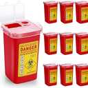 Sharps Containers for Home Use, 1 Quart Portable Small Needle Disposal Sharps Container Home Travel, with Locking Lid for Biohazard Syringes, Safe Needle Box Disposal, 6" x 4" x 3"(9;Pcs)