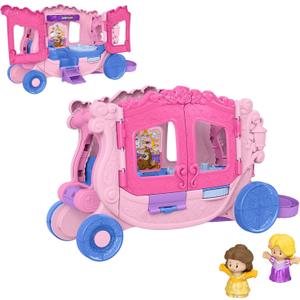 Fisher-Price Little People Toddler Toy Disney Princess Pull-Along Musical Carriage Playset with Figures for Pretend Play Kids Ages 18+ Months