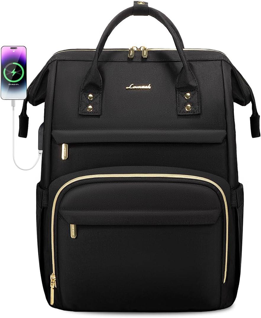 LOVEVOOK Laptop Backpack, 15.6 Inch Professional Womens Purse Computer Bag Nurse Teacher Backpack, Waterproof College Work Bags Carry on Travel Back Pack with USB Port, Black LOVEVOOK Laptop Backpack, 15.6 Inch Professional Womens Purse Computer Bag Nurse Teacher Backpack, Waterproof College Work Bags Carry on Travel Back Pack with USB Port, Black