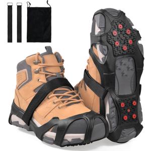 Ice Cleats Tungsten Crampons, Anti Slip Shoes Grippers with Reflective Heel, Ice Snow Cleats for Shoes and Boots Men Women Slip-on Overshoes Stretch Footwear (X-Large(10-13 men/11.5-14 women))