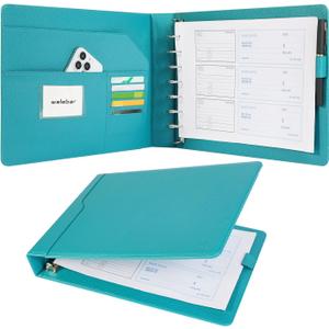 7-Ring Business Check Binder for 9 x 13 Sheets, 600 Checks Capacity PU Leather Portfolio with Storage Organizer & Zippered Pouch for 3-on-a-Page Business Checks