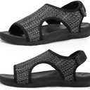 XIHALOOK Womens Orthopedic Walking Sandals with Adjustable Hooks Open Toe Sports Sandals Breathable Knit Summer Shoes, Size 41