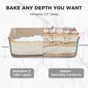 HONGBAKE Deep Baking Pans Set for Oven, Nonstick Rectangle Sheet Cake Pans for Baking, 13/11/9 Inch Rectangular Oven Tray for Cooking Brownie Lasagna, Stackable Multi-Depth Bakeware, Golden