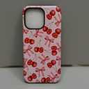 NITITOP Compatible with iPhone 16 Pro Max Case Magnetic Compatible with MagSafe Cute Cherry Bow Ribbon for Women Girls Hybrid 2 Layers Hard Back Shockproof Protective Phone Cover - Matte