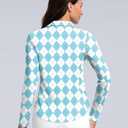 Women's Golf Shirts Lightweight UPF 50+ Long Sleeve Shirts UV Protection Quick Dry Cool Polo Shirts for Women Work Outdoor (Blue Plaid)