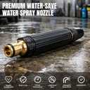 High-Pressure Water Hose Nozzle with Quick Connect Adapters, Metal Garden Hose Sprayer Nozzle, Pressure Washer Nozzle, Adjustable Water Gun for Car Wash, Lawn, Patio Cleaning