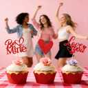 Valentine's Day Cupcake Toppers | 24 Pack, Pink, Red, Cupid, Heart, Party Decor, Love, Romantic, Valentine Cake Decorations