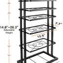 HULISEN Pots and Pans Organizer Under Cabinet, Adjustable 6-Tier Pot Rack | Expandable Height 14.8 "to 26.2", Kitchen Vertical Pan Lid Tray Storage Holder, Stores 12" Cookware, Space-Saving Design